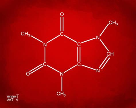 Caffeine Molecular Structure Red Digital Art By Nikki Marie Smith Pixels