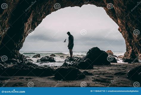 Photo Of Man Standing On Rock Near Seashore Picture Image 118464718
