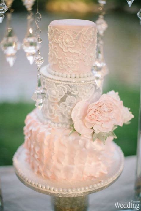 Romantyczny Pudrowy Róż Wedding Cake Peach White Wedding Cakes