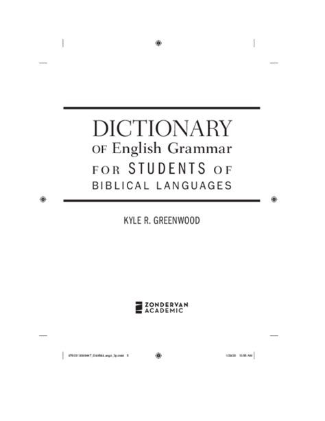 Pdf Dictionary Of English Grammar For Students Of Biblical Languages