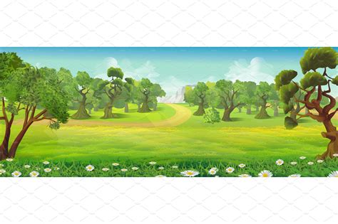 Meadow and forest nature landscape | Pre-Designed Illustrator Graphics ...