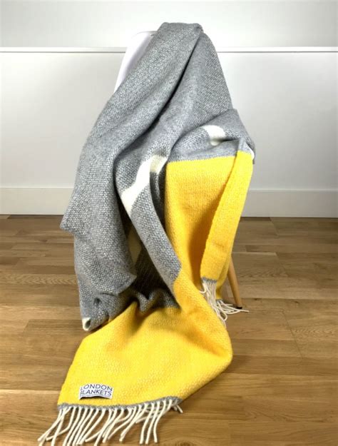 Grey And Yellow Wool Blanket The Kingston Illusion Blanket From London