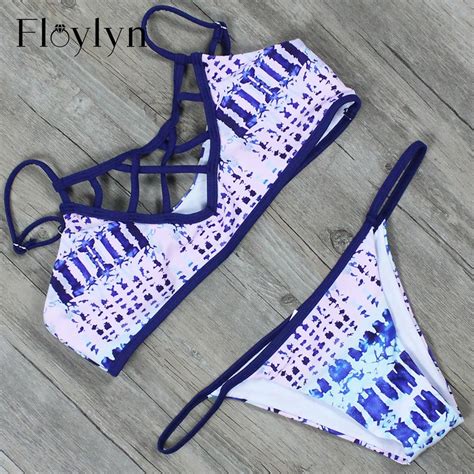 Floylyn 2018 Summer Beach Swimwear Criss Cross Bandage Brazilian Thong