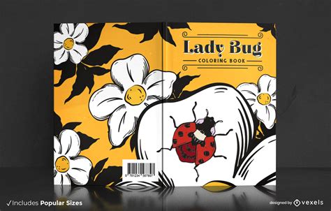 ladybug on flowers book cover design vector download