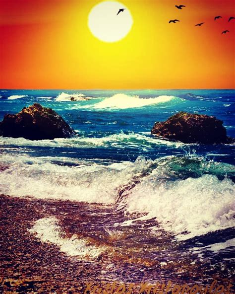 A Wonderful Sunset 🌇 On A Wavy 〰 And Rocky Beach 🌊👌☺💖 Beach Wallpaper Red Sunset Sunset Love