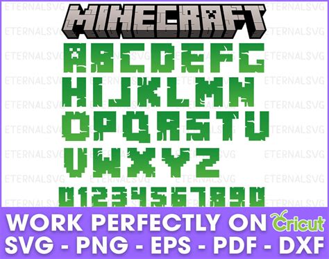 Minecraft Font Svg Minecraft Alphabet Minecraft Letters Etsy