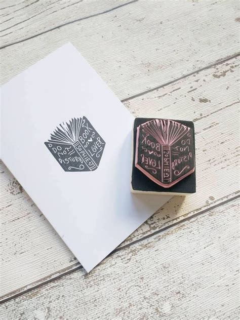 Ex Libris Stamp Library Stamp Book Rubber Stamp Book Lover Etsy