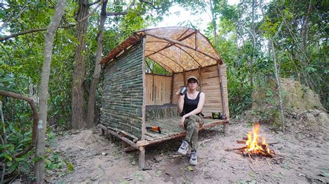 Survival Overnight Alone Build Bushcraft Bamboo Shelter Living Off Grid Youtube