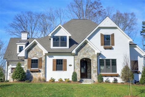 Exterior White Painted Brick Stone Entry House Styles Painted