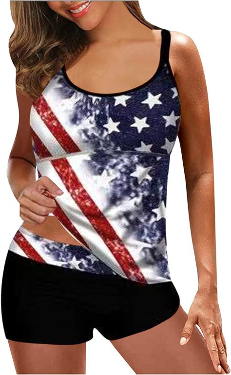 Amazon Com Goldweather Women Tankini Swimsuits Patriotic Swimdress