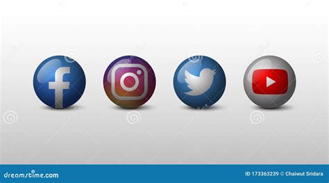 Social Media 3d Icon Set Editorial Stock Image Illustration Of Retro