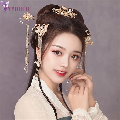 Yyoufu Chinese Traditional Hair Accessories For Women Bride Costume Headdress Wedding Show