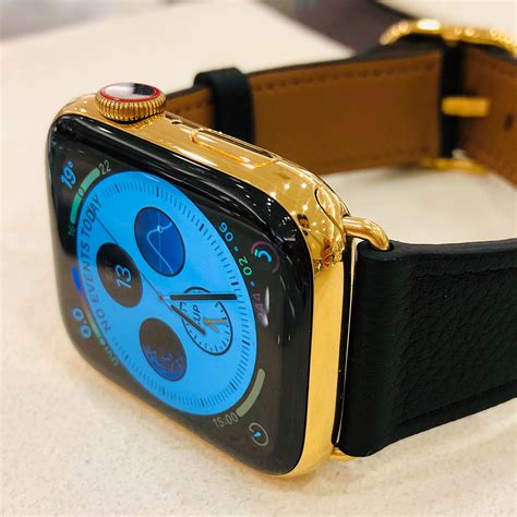 Changsun, youngwoong, kiyong, imchan and xiwoo. 24K Gold Apple Watch Series 6 // Black Leather Band // 44mm - De Billas Luxury - Touch of Modern