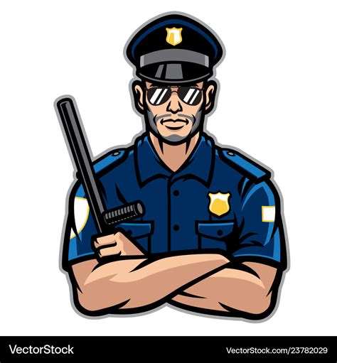 Police Officer Posing In Crossing Arms Royalty Free Vector
