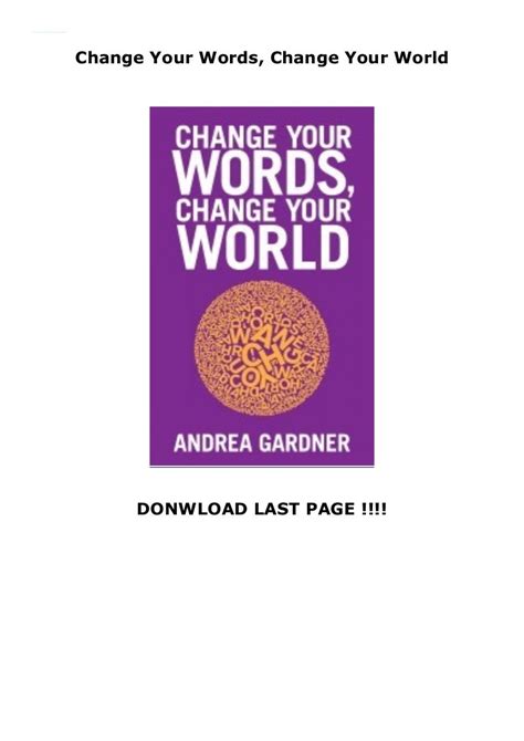 Change Your Words Change Your World