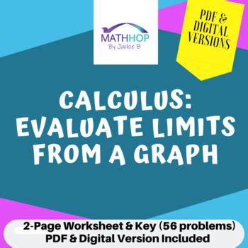 Canceling factors and plugging in values to find limits. Evaluate Limits from a Graph by MathHop by Jackie B | TpT