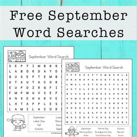 Free Printable September Word Search Printable Puzzle For