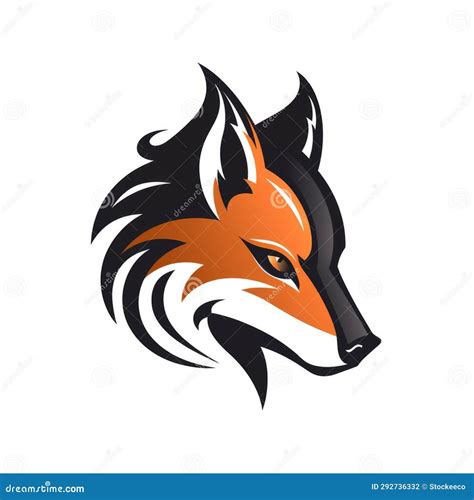 Playful Fox Mascot Logo In Light Orange And Black Stock Illustration