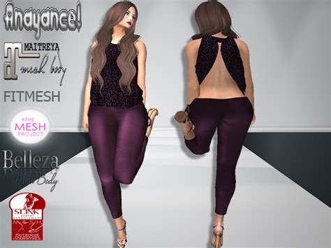 Second Life Marketplace Anayance Purple Outfit Tulip Top And Leggings