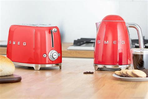 Red Smeg Set Slice Toaster And Kettle Combo Retro Style Stainless Steel New Ebay