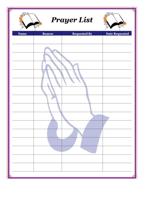 Prayer List Template Printable Pdf Download