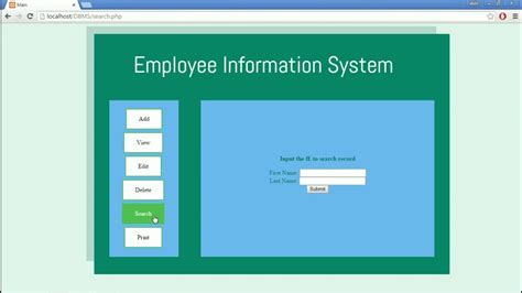 Employee Information System Using Php And Mysql Server Youtube