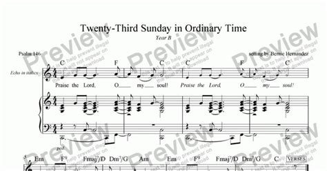 Responsorial Psalm 23rd Sunday In Ordinary Time Yr B Sheet Music