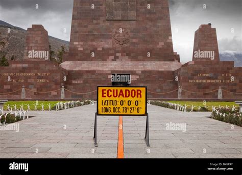 The Equator Line Marked Near Quito In Ecuador South America Stock