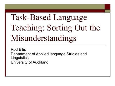Task Based Language Teaching Task Based Language Teaching Language
