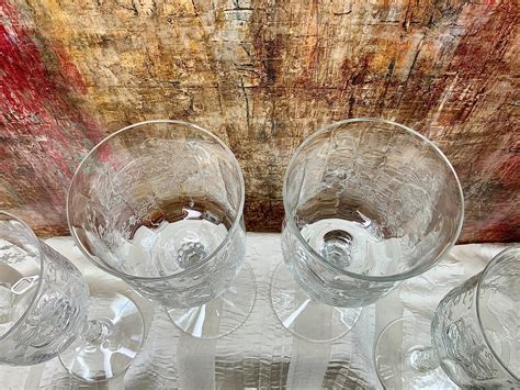 heisey graceful with orchid etch set of 4 tall water wine etsy
