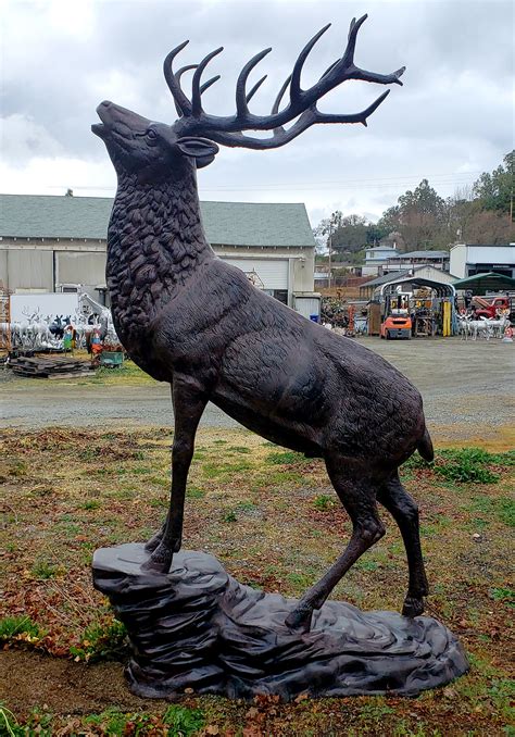 Large Bugling Elk Metal Garden Statue Elk Sculpture Yard Art
