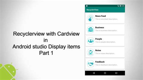 Recyclerview With Cardview In Android Studio Part Dispaly Items YouTube