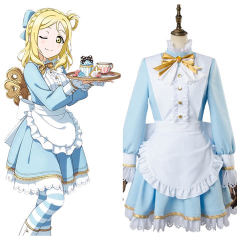 Love Live Aqours Mari Ohara Cosplay Costume Wonderland Alice Ver Costume Cosplay Maid Set Dress