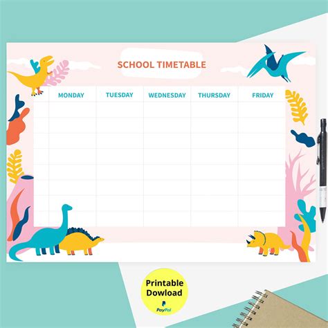 printable weekly ,Weekly School Planner ,Dinosaur Printable, planner Printable, printable ...