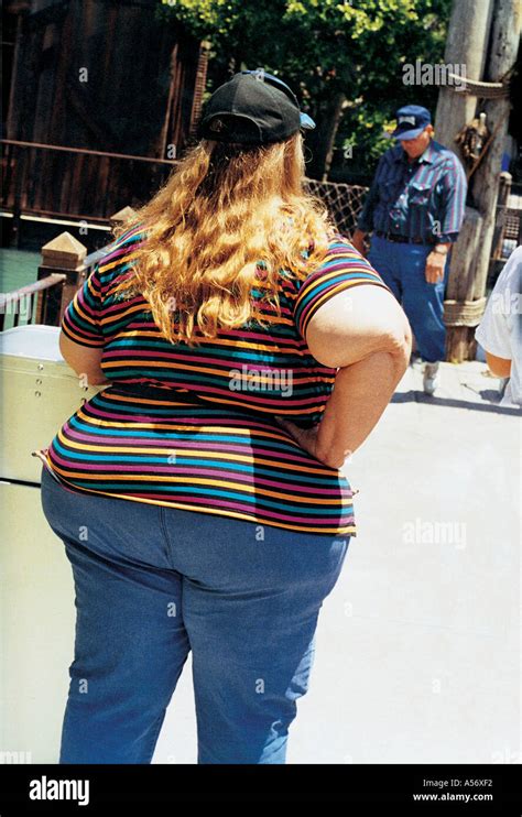 Fat Obese Funny Woman Women In Jeans Times Square New York New York