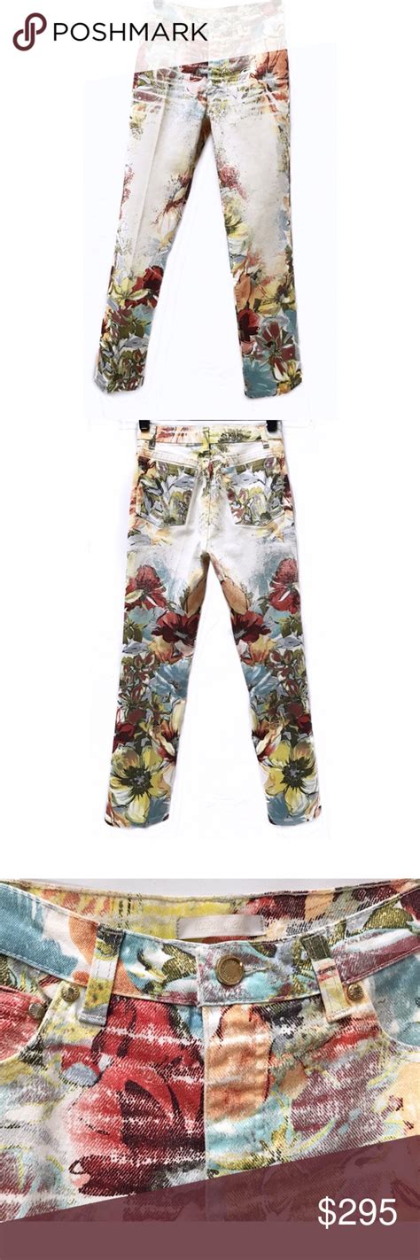 Roberto Cavalli Stretch Denim Pants S Floral Stretch Denim Pants