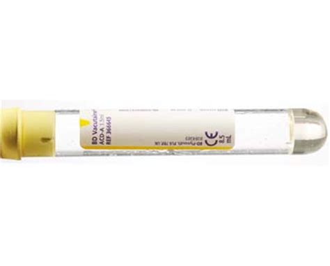 Blood Collection Tube Vacutainer W Anticoagulant Acd Solution A Yellow