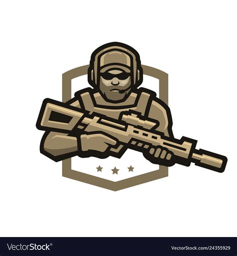 Special Forces Soldier Logo Emblem Royalty Free Vector Image
