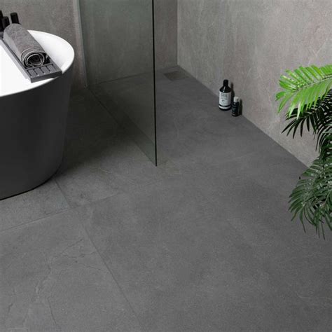 Lucca Anthracite Anti Slip Stone Effect Wall Floor Tiles