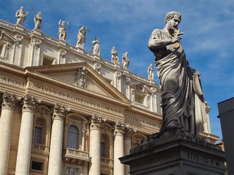 Statue Of St Peter Outside St Peters Basilica In Vatican City State