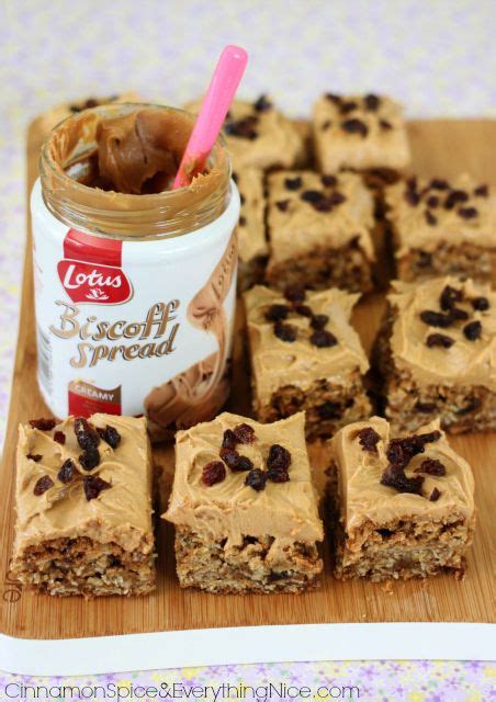 Frosted Oatmeal Raisin Biscoff Cookie Bars Cinnamon Spice
