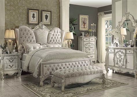 21130q Versailles Bedroom Set In Ivory Velvet Acme Furniture Free