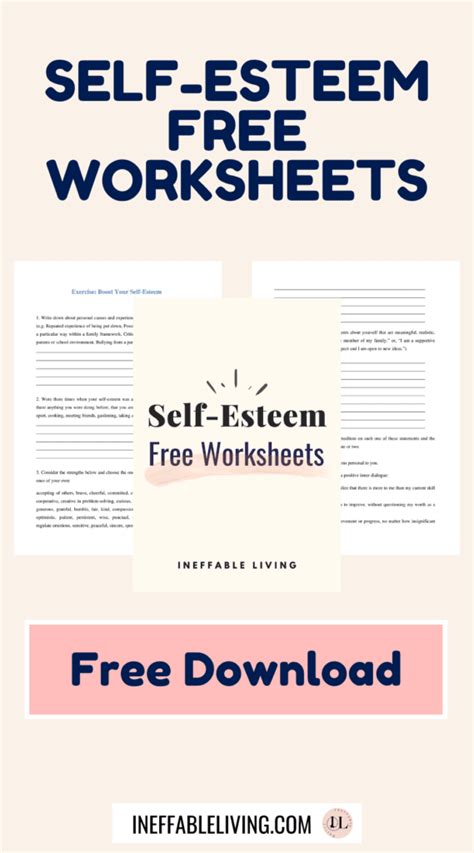 Self Esteem Journal Worksheet Therapist Aid Worksheets Library