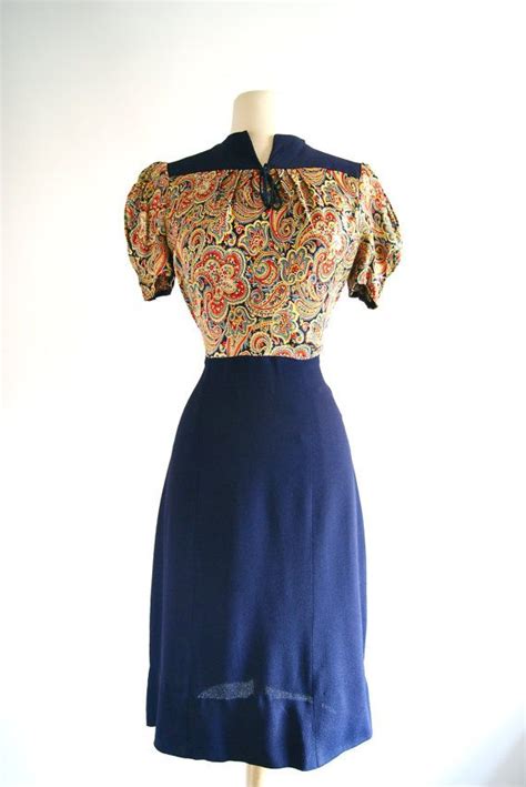 Vintage 1930s Rayon Dress Adorable 30s Day Dress By Xtabayvintage Rayon