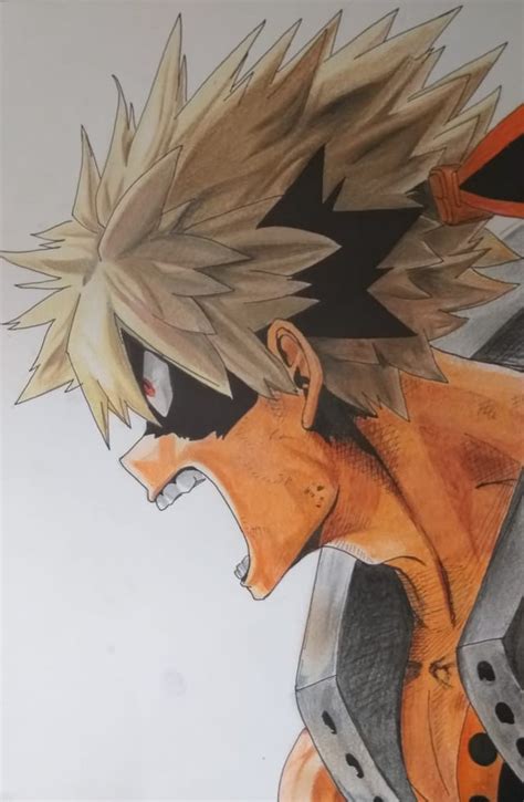 Drawing Bakugou Katsuki From The Anime My Hero Academia Using Colour