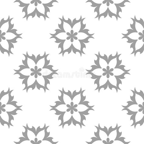 Gray Floral Pattern On White Seamless Background Stock Vector