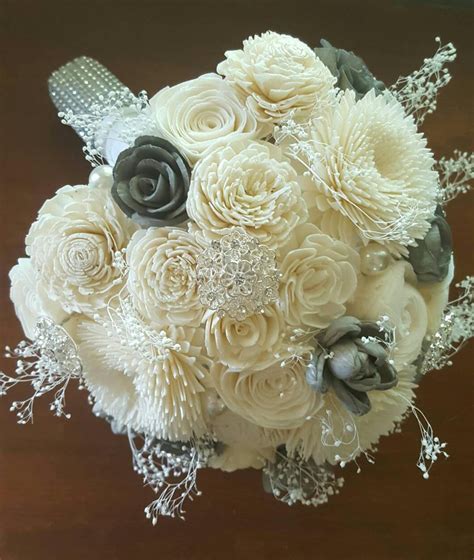 Ivory Sola Flower Bouquet Natural Bouquet Brooch Bouquet Etsy