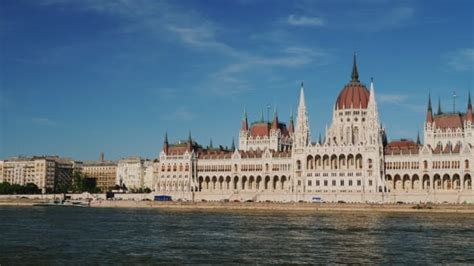 One Of The Most Beautiful Buildings Of Parliament In Europe In Budapest Stock Footage