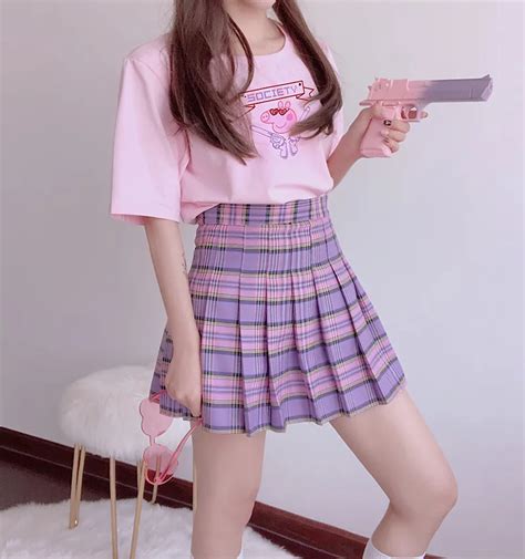 Hot Japanese Girl Pleated Skirt Spring And Summer Kawaii Female Skirts Korean Version Short