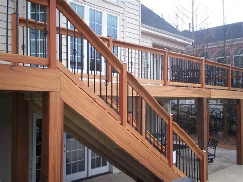 Hardwood Deck Railings With Decorative Metal Balusters In St Louis